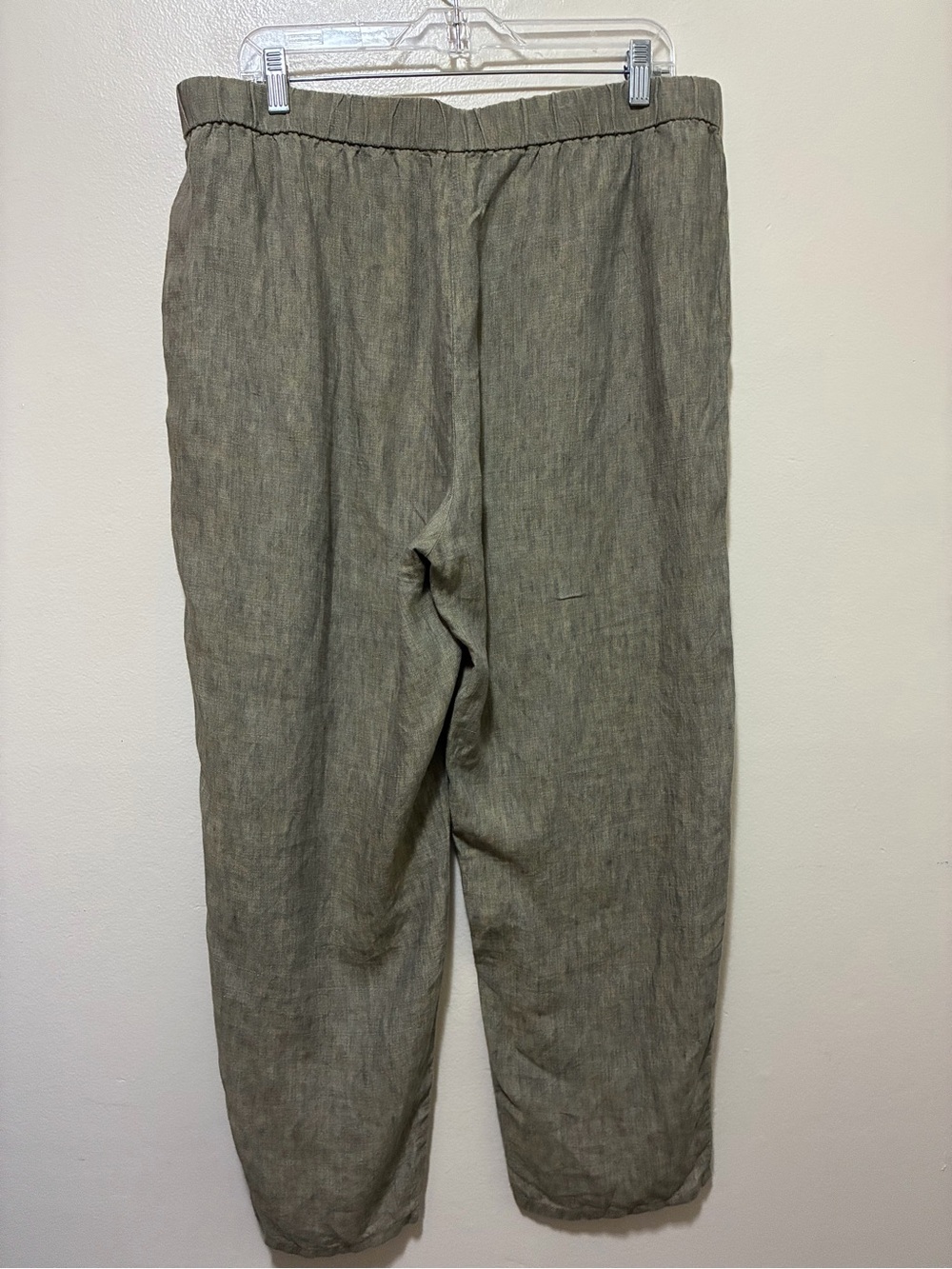 Eileen Fisher olive green washed organic linen delave lantern pants size large - Picture 6 of 7